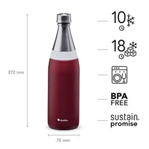 Aladdin Fresco Thermavac Stainless Steel Water Bottle, 0.6L, Burgundy Red