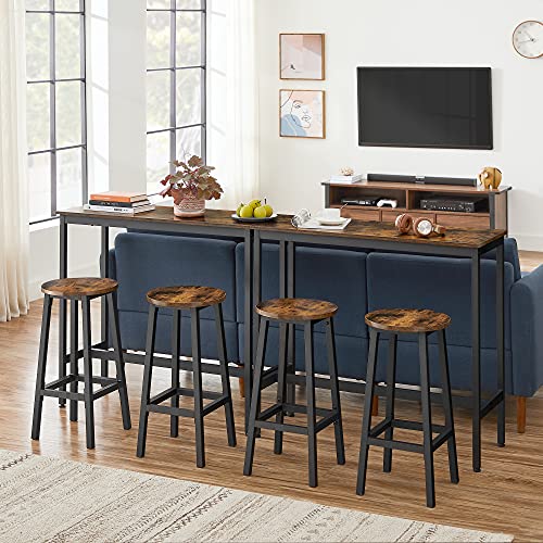 VASAGLE Bar Table and Chairs Set, Kitchen Bar Table with Bar Stools Set of 2, Industrial Steel Frame, Dining Table Set, Rustic Brown and Black ULBT219B01