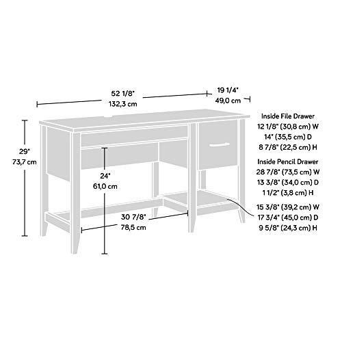 Sauder Summit Station Desk, L: 52.09" x W: 19.29" x H: 29.02", Laurel Oak Finish