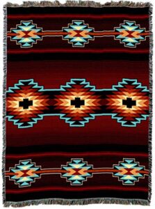 pure country weavers esme blanket xl - southwest native american inspired - gift tapestry throw woven from cotton - made in the usa (82x62)