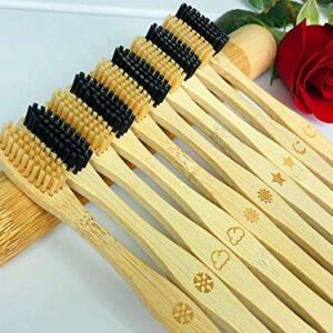 Goaycer Bamboo Toothbrush Medium Bristle, 10Pcs Biodegradable Bulk Wooden Toothbrushes