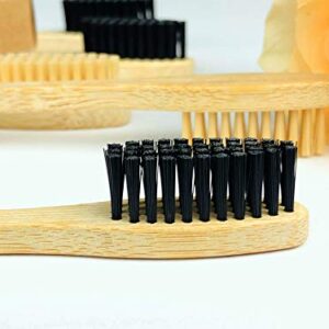 Goaycer Bamboo Toothbrush Medium Bristle, 10Pcs Biodegradable Bulk Wooden Toothbrushes