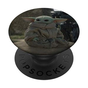 star wars the mandalorian the child on seeing stone popsockets popgrip: swappable grip for phones & tablets
