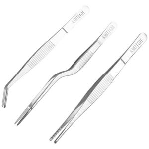 KMHIGH Stainless Steel Tweezers Set, For Small Gardening and Kitchen, Multi-Purpose Tools. (3Pcs, 6.15Inches / 6.3Inches / 6.5Inches)