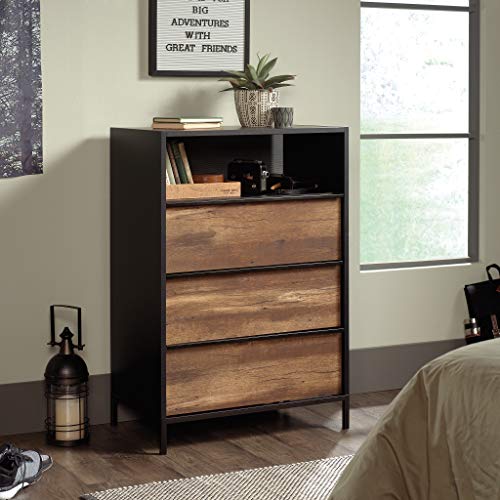 Sauder Boulevard Café 3-Drawer Chest, L: 29.13" x W: 17.48" x H: 42.68", Black Finish