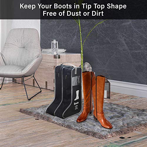 Satisfounder Portable Boot Storage Bags Dust Proof Shoe Bags for Storage,2 Pair Zippered Tall Boots Organizer Protector Bag with Handle for Home and Travel (Black)