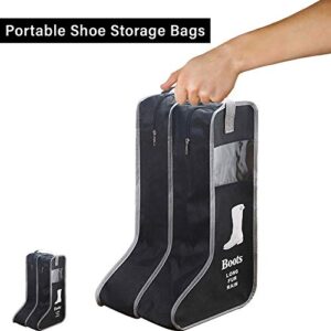 Satisfounder Portable Boot Storage Bags Dust Proof Shoe Bags for Storage,2 Pair Zippered Tall Boots Organizer Protector Bag with Handle for Home and Travel (Black)