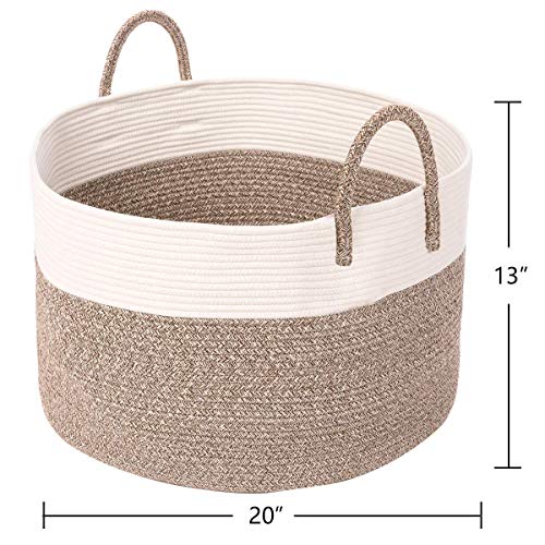 Goodpick Large Cotton Rope Basket (Set of 2)-Blankets Towels Clothes Laundry Hamper