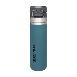 stanley quick flip stainless steel water bottle .71l / 24oz lagoon – leakproof insulated water bottle - push button locking lid - bpa-free thermos flask - cup holder compatible - dishwasher safe
