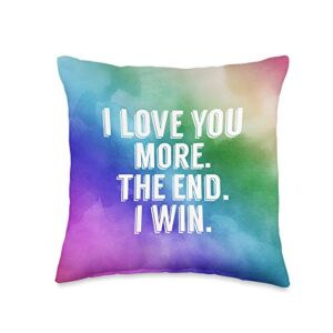 mmxx11 rainbow i love you more the end i win throw pillow, 16x16, multicolor