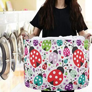 visesunny Cute Ladybug Polka Dot Laundry Baskets Fabric Storage Bin Storage Box Collapsible Storage Basket Toy Clothes Shelves Basket for Bathroom,Bedroom,Nursery,Closet,Office