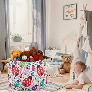 visesunny Cute Ladybug Polka Dot Laundry Baskets Fabric Storage Bin Storage Box Collapsible Storage Basket Toy Clothes Shelves Basket for Bathroom,Bedroom,Nursery,Closet,Office