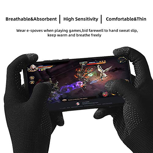 ZEPOHCK Game Gloves, Anti-Sweat Breathable, Touch Finger Gaming Glove for Highly Sensitive Nano-Silver Fiber Material, Dot Silica Gel Palm Non-Slip Design, Support Almost All Mobile Gaming