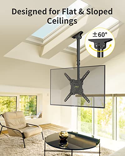 AM alphamount Ceiling TV Mount for 13-55 Inch LCD LED OLED 4K TVs/Monitors, Hanging TV Mount Bracket Swivels Tilts Rotates fits Flat/Sloped Roof, Max VESA 400x400mm, Holds up to 77lbs