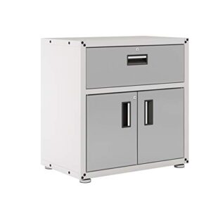 itbe for home ready-to-assemble one drawer steel cabinet with 2 doors (white and grey)