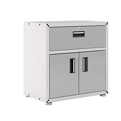 itbe for Home Ready-to-Assemble One Drawer Steel Cabinet with 2 Doors (White and Grey)