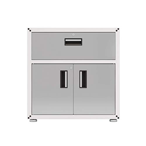 itbe for Home Ready-to-Assemble One Drawer Steel Cabinet with 2 Doors (White and Grey)