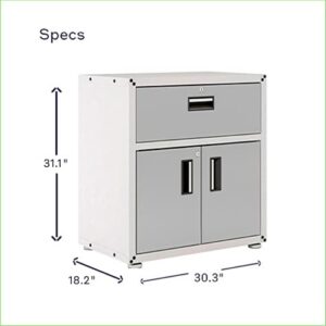 itbe for Home Ready-to-Assemble One Drawer Steel Cabinet with 2 Doors (White and Grey)