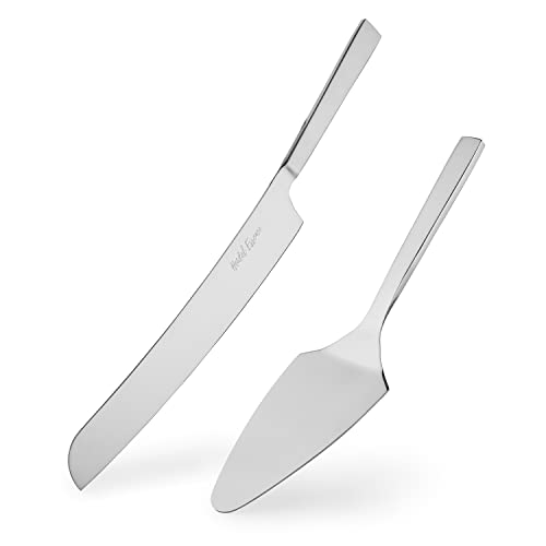 HEIDEL ESSENCE Cake Knife and Server Set – Premium Stainless Steel Cake Server Set with Solid Handles - Wedding Cake Knife Set for Parties and Events – Lovely Bridal Shower or Engagement Present