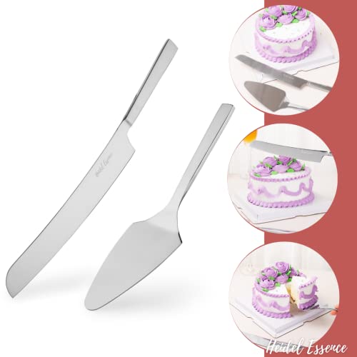 HEIDEL ESSENCE Cake Knife and Server Set – Premium Stainless Steel Cake Server Set with Solid Handles - Wedding Cake Knife Set for Parties and Events – Lovely Bridal Shower or Engagement Present