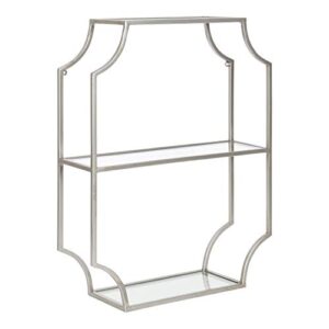 kate and laurel ciel glam geometric wall shelf, 18 x 24, silver, decorative shelves for storage and display