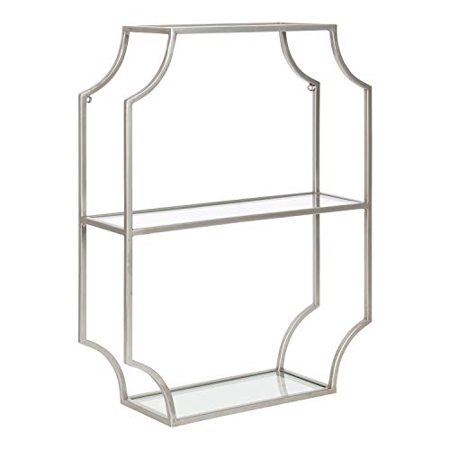 Kate and Laurel Ciel Glam Geometric Wall Shelf, 18 x 24, Silver, Decorative Shelves for Storage and Display