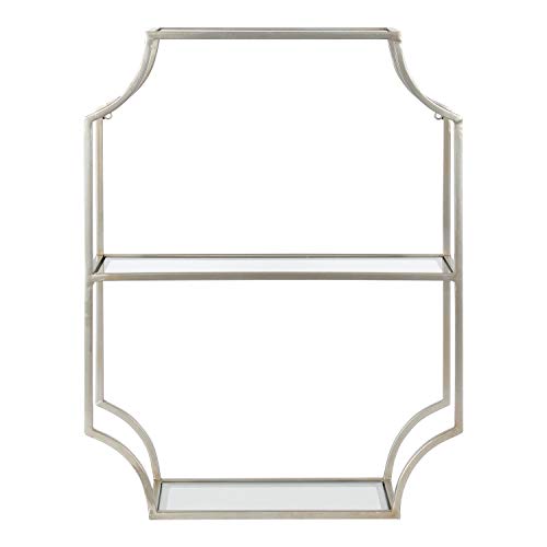 Kate and Laurel Ciel Glam Geometric Wall Shelf, 18 x 24, Silver, Decorative Shelves for Storage and Display