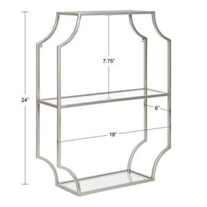 Kate and Laurel Ciel Glam Geometric Wall Shelf, 18 x 24, Silver, Decorative Shelves for Storage and Display