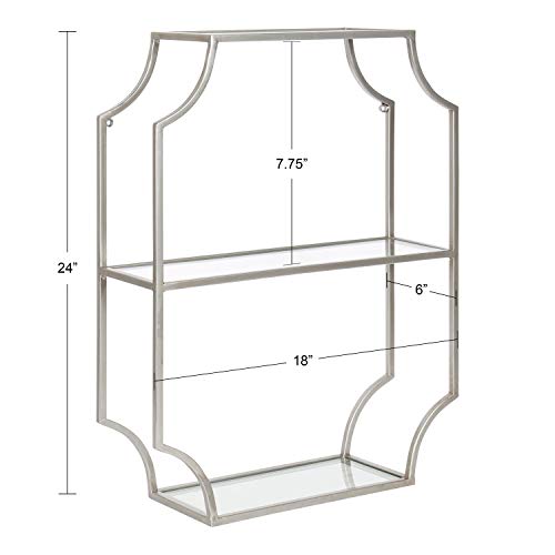 Kate and Laurel Ciel Glam Geometric Wall Shelf, 18 x 24, Silver, Decorative Shelves for Storage and Display