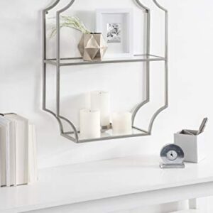 Kate and Laurel Ciel Glam Geometric Wall Shelf, 18 x 24, Silver, Decorative Shelves for Storage and Display