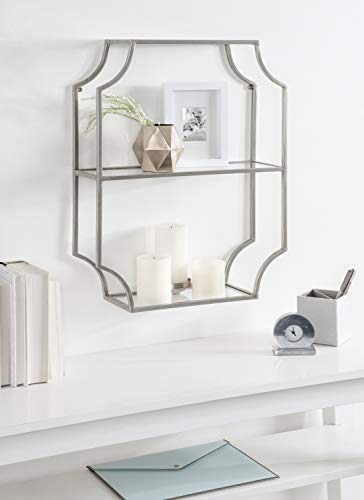 Kate and Laurel Ciel Glam Geometric Wall Shelf, 18 x 24, Silver, Decorative Shelves for Storage and Display