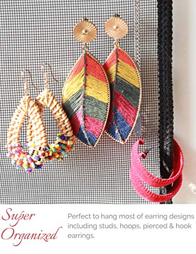 Earring Organizer Wall Monut Earring Holder Display Hanging Jewelry Organizer for Studs Dangle Earrings and Necklaces Holder Rack for Women Girl Gift