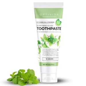 optivida- colloidal silver infused coral toothpaste w/calcium, xylitol, and peppermint toothpaste 20 ppm nano all natural ingredients - healthy gums - fluoride free | glacial mint & winter mint 4 oz