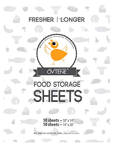 OVTENE Food Storage Sheets for Cheese, Meat, and Produce - Keeps Food Fresher Longer (20 Sheets)