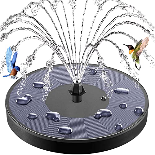 Upgraded Solar Water Fountain, GAIZERL 3.5W Solar Fountain Pump for Bird Bath with Battery Backup, Floating Solar Powered Fountains with 4 DIY Fixed Sticks & 7 Nozzles for Birdbath Garden Pond