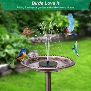 Upgraded Solar Water Fountain, GAIZERL 3.5W Solar Fountain Pump for Bird Bath with Battery Backup, Floating Solar Powered Fountains with 4 DIY Fixed Sticks & 7 Nozzles for Birdbath Garden Pond