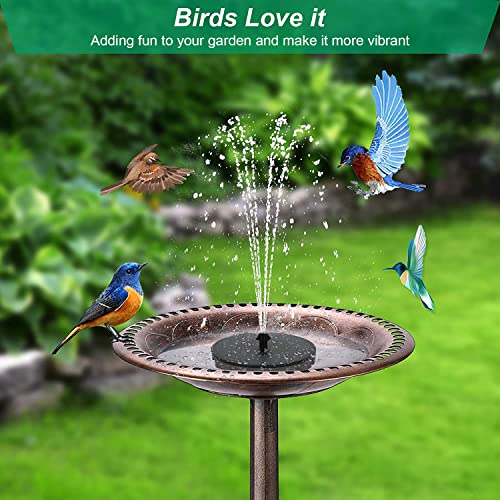 Upgraded Solar Water Fountain, GAIZERL 3.5W Solar Fountain Pump for Bird Bath with Battery Backup, Floating Solar Powered Fountains with 4 DIY Fixed Sticks & 7 Nozzles for Birdbath Garden Pond