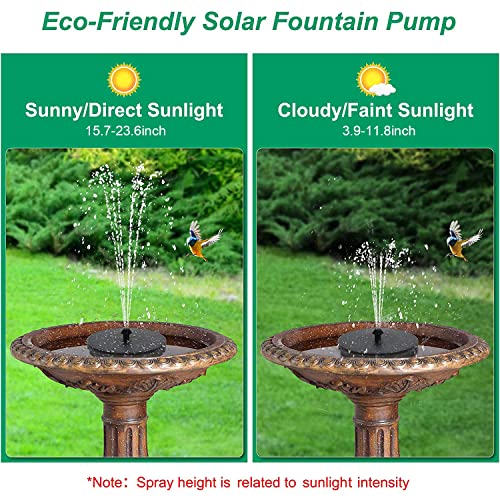 Upgraded Solar Water Fountain, GAIZERL 3.5W Solar Fountain Pump for Bird Bath with Battery Backup, Floating Solar Powered Fountains with 4 DIY Fixed Sticks & 7 Nozzles for Birdbath Garden Pond