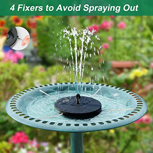 Upgraded Solar Water Fountain, GAIZERL 3.5W Solar Fountain Pump for Bird Bath with Battery Backup, Floating Solar Powered Fountains with 4 DIY Fixed Sticks & 7 Nozzles for Birdbath Garden Pond