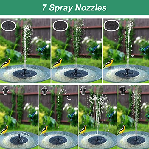 Upgraded Solar Water Fountain, GAIZERL 3.5W Solar Fountain Pump for Bird Bath with Battery Backup, Floating Solar Powered Fountains with 4 DIY Fixed Sticks & 7 Nozzles for Birdbath Garden Pond