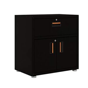 itbe for home ready-to-assemble one drawer steel cabinet with 2 doors (black)