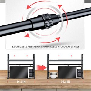 BRIAN & DANY Expandable Microwave Oven Rack, Horizontal Extension Microwave Shelf Stand Kitchen Counter Top Organizer