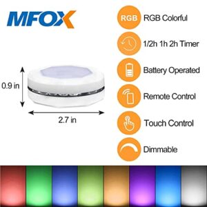 MFOX Under Cabinet Led Lighting, Closet Lights|Puck Lights with Remote, RGB Color Changing Dimmable Lighting