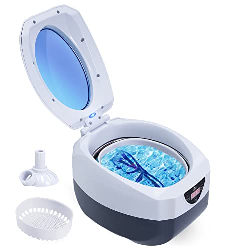 Jewelry Cleaner, Professional Ultrasonic Cleaner with Timer, Portable Household Jewelry Cleaning Machine for Eyeglasses, Rings, Razors, Coin, Earrings, Necklaces, Watches, Combs, Denture 750 mL