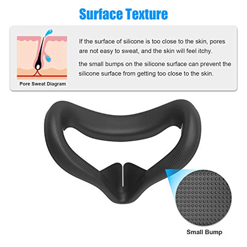 UR Pinson Silicone VR Face Cover Mask for Oculus Quest 2 VR Headset Face Cushion Cover Sweatproof (Black)