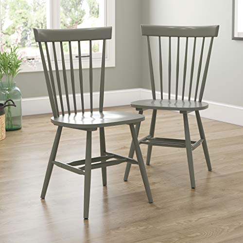 Sauder New Grange Spindle Back Chair, L: 20.47" x W: 21.26" x H: 36.22", Pewter Green Finish