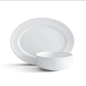 everyday white by fitz and floyd beaded serving bowl and platter set, 2-piece