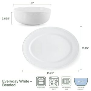 Everyday White by Fitz and Floyd Beaded Serving Bowl and Platter Set, 2-Piece