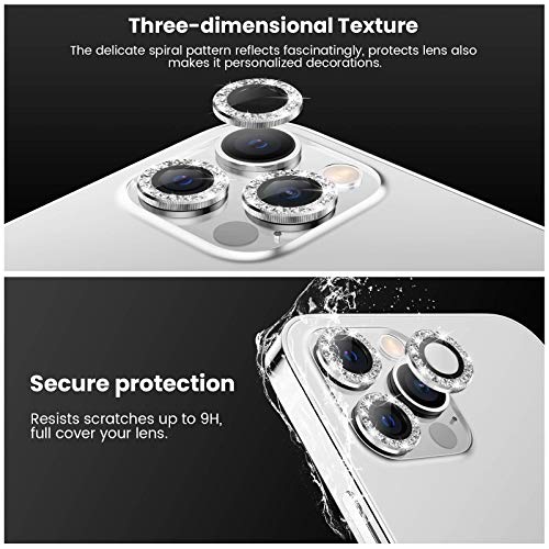 Tensea Compatible with iPhone 12 Pro Max Camera Lens Protector, 9H Tempered Glass Camera Cover Screen Protector for iPhone12 Pro Max 6.7 inch 2020 (Glitter)