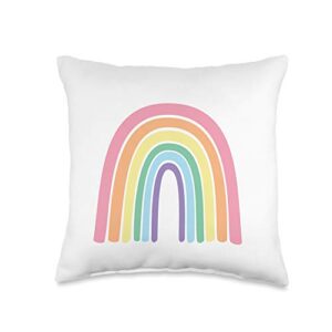 candy moon design rainbow pastel kawaii cute aesthetic white throw pillow, 16x16, multicolor